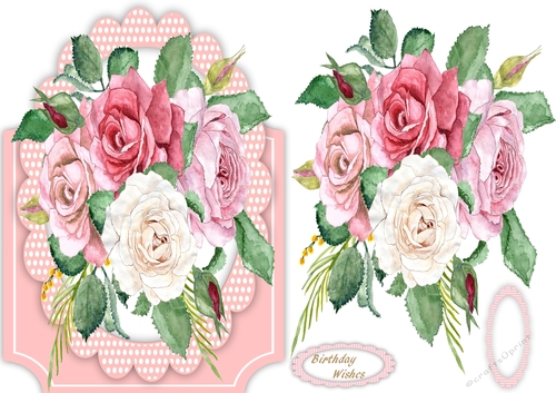 Beautiful Pink Roses in a Oval mat 