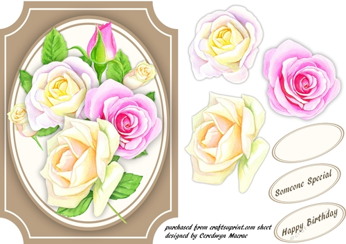 Stunning Roses in a Oval mat 