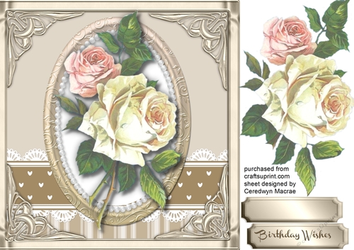 Stunning Pink roses on a Gold Frame 