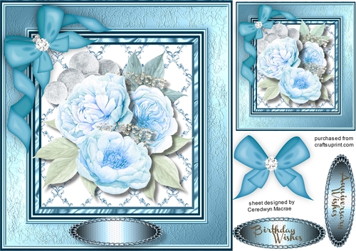Stunning   Blue Roses in a Blue Frame 