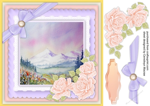 Beautiful Alpine Scene and Roses 