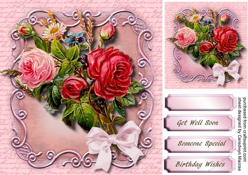 Vintage Roses on a Ornate Mat  2,