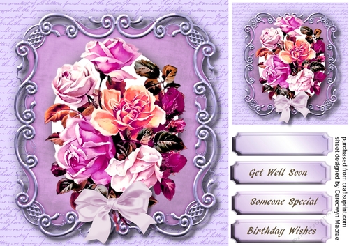 Beautiful Vintage Roses on a Ornate Mat  3,