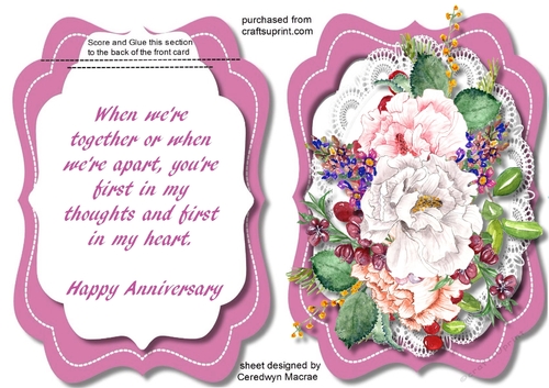 Print, Cut, and Fold, Anniversary Wishs, with Verse 