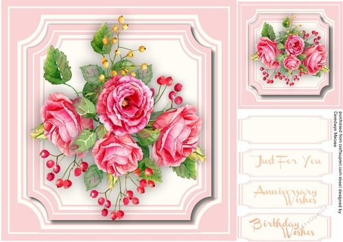 Beautiful Roses in a Cut-Out-Mat 1