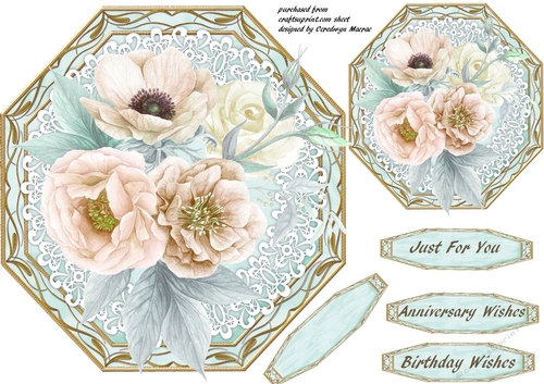 Beautiful Roses on a Octagonal Mat 