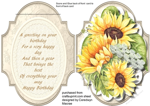 Flip Card with Sunflowers  and Verse