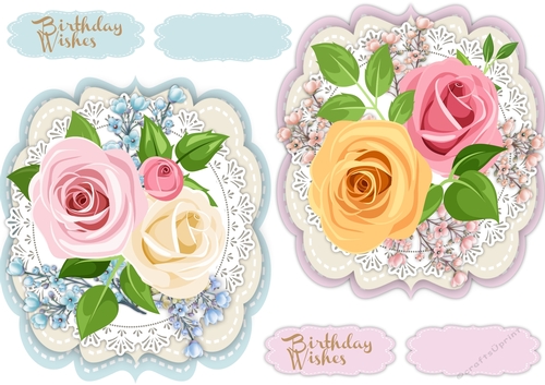 2 Lovely Rose Toppers on lace 
