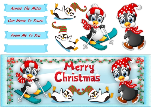 Large D.L  Merry Christmas Penguins