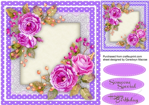 Beautiful Lilac Roses on Script Mat 