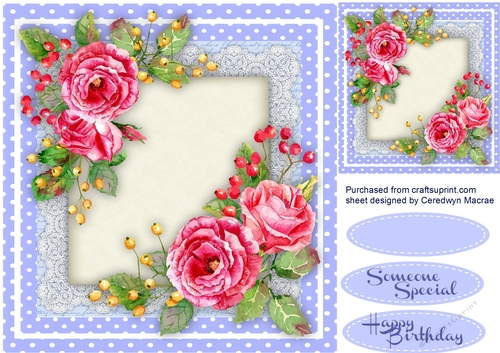 Beautifue Blue Roses on Script Mat 