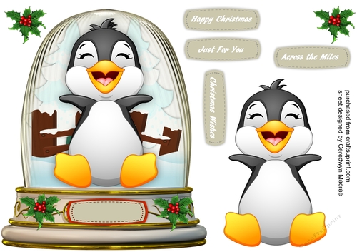 Snow Globe with,Happy Penguin, 1
