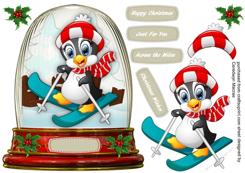 Snow Globe with,Ski-ing Ppenguin 3