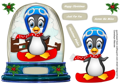 Snow Globe with Snow Board Penguin 4