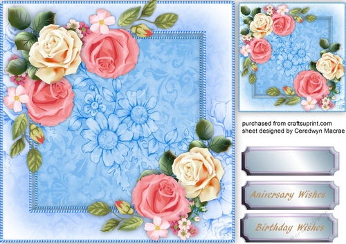 Beautiful roses on Blue Frame 