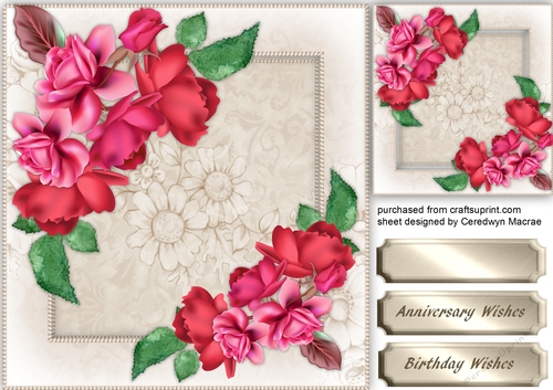 Beautiful  Red Roses on Sepia  Frame 