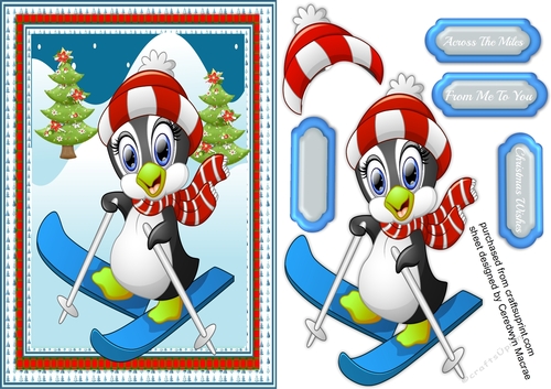 Lovely A5 Ski-ing Penguin 