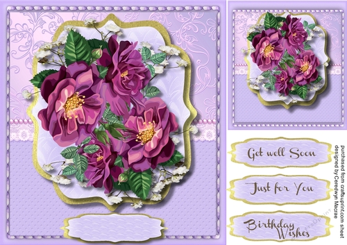 Beautiful Wine Roses on a Bracket Frame 4