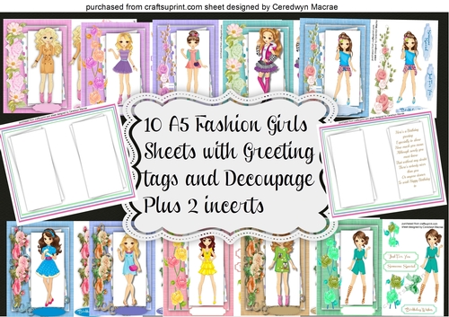 10, Sheet Bumper Kit Fashion Girls with Two Incerts 