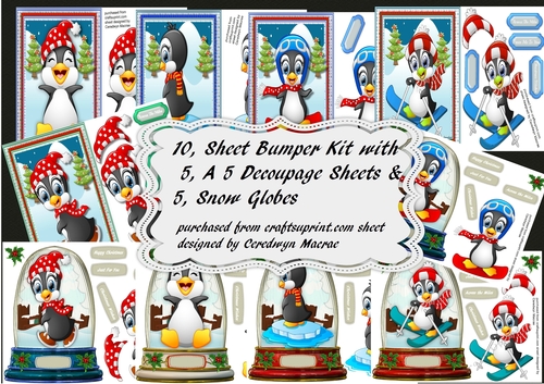 10, sheet Bumper Kit Snow Penguins