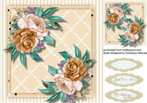 Beautiful Coffee and Craem roses on Lattice mat 