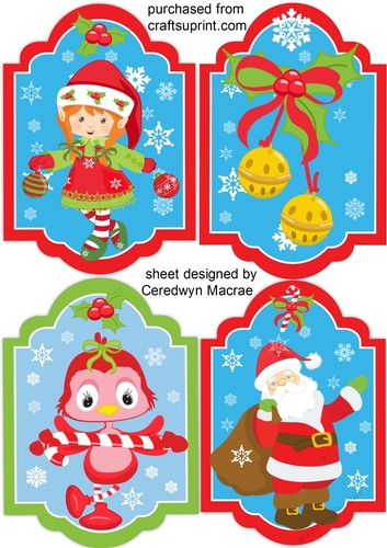 4 lovely Christmas Tags or Toppers 1