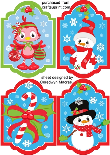 4 lovely Christmas Tags or Toppers 2