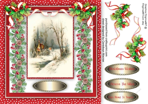Christmas Scene with Holly and Berrys 