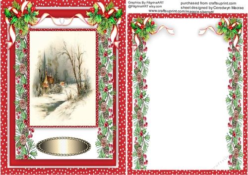 A5 Blank  Card , Holly and Berrys 