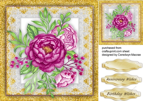 Purple Peony on lace 