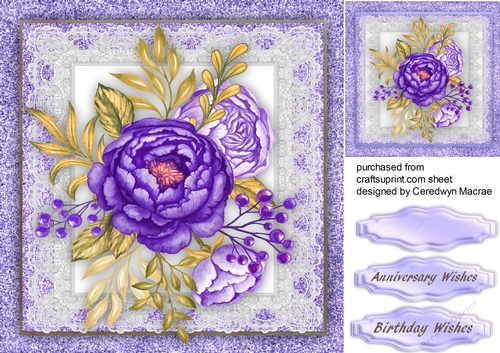 Deep Lilac  Peony on lace 