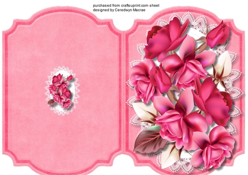 Print, Cut, and Fold, Deep Pink Roses 