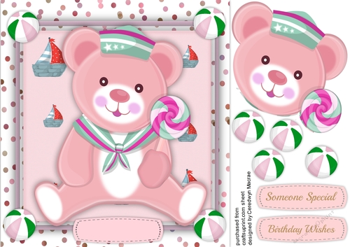  Pink Sailor Teddys Birthday Wish