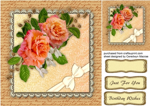 Beautiful Roses on Lace Square 