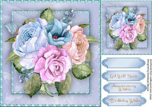 Mixed Roses  on Gold edged frame 