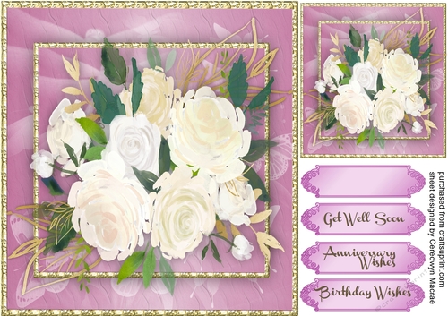 White Roses on Blush Pink Mat