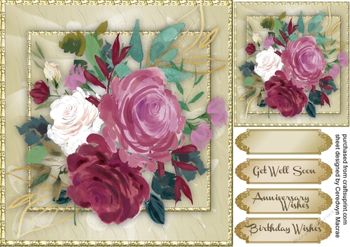 Wine Roses on a Gold Mat