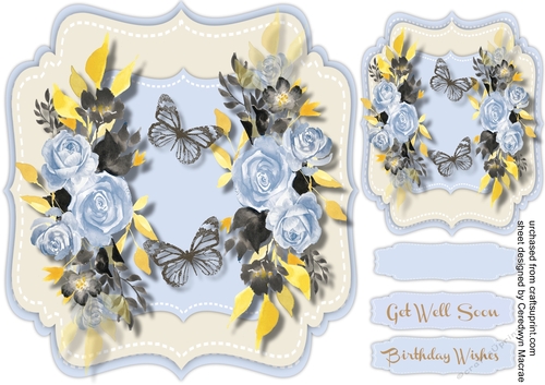 Beautiful Blue Roses and Butterflys 3