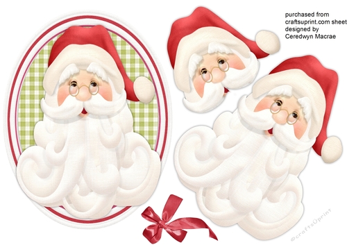 Jolly Santa in Oval Frame 