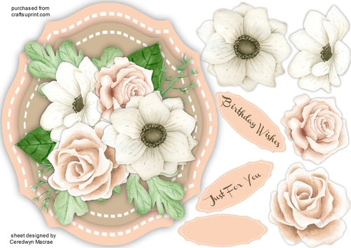 Stunning Roses and Anemones on a Bracket mat 
