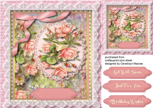 Pink Roses in a Lace mat