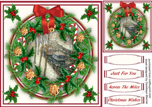 Beautiful Wreath and Christmas Scene 