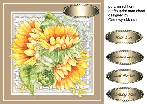 Beautiful Sunflowers on Lace 