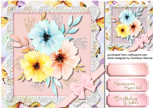 Pastel Flowers  on Lace 