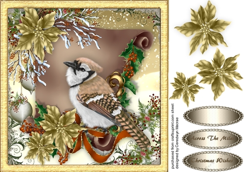 Beautiful Wintersong with Gold Poinsettias