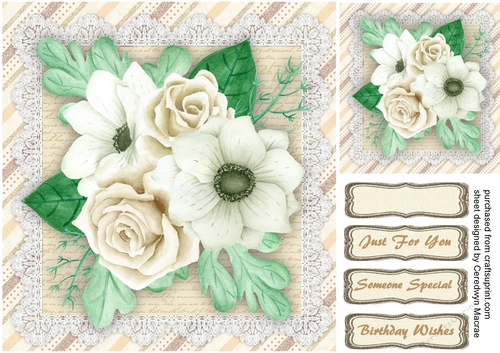 Beautiful Cream Roses on Lace 