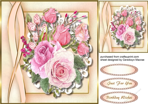 Beautiful Beautiful Roses with Geometric Boarder 1