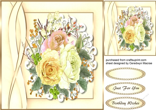 Beautiful Beautiful Roses with Geometric Boarder 2