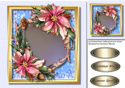 Pink Poinsettias on a Ornate Fframe 