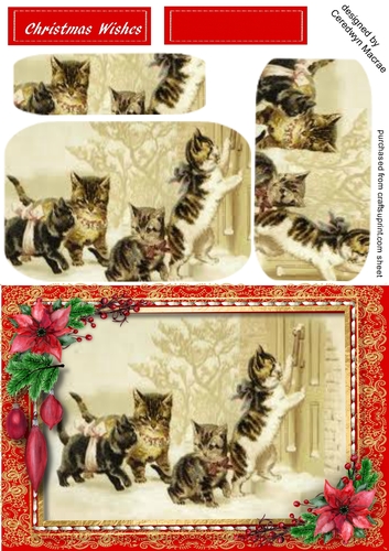 Christmas Cats in a Stitched Frame (Ppyramid)